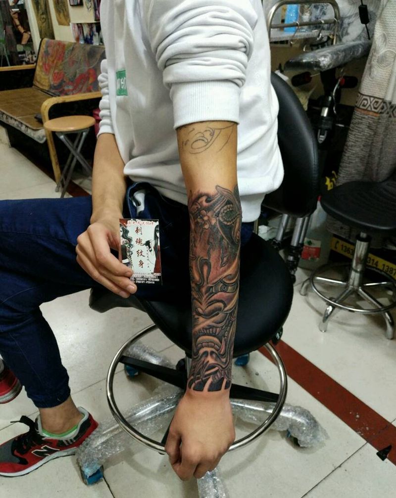 般喏纹身图片_手臂传统鬼神宗教原创花絮生活纹身图案