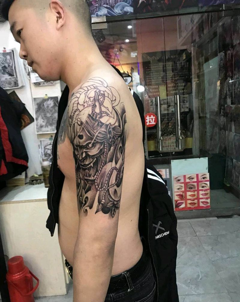 半甲，半成品纹身图片_手臂纹身图案