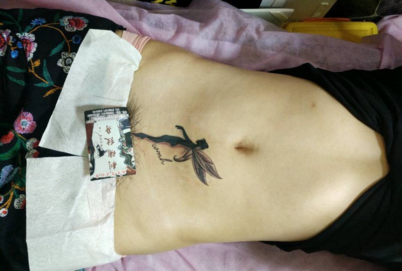 抛妇产疤痕遮盖纹身图片_腹部传统图腾原创花絮生活成品手稿纹身图案