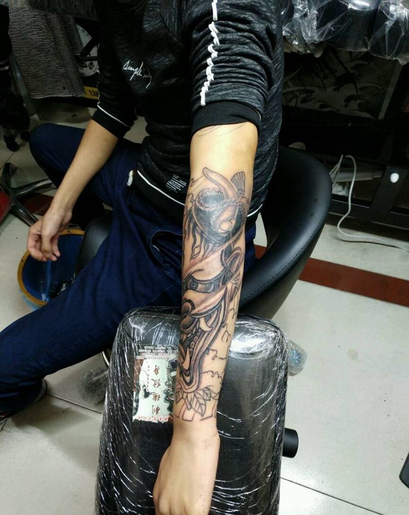 般喏，半成品纹身图片_手臂传统鬼神宗教原创花絮生活成品手稿纹身图案