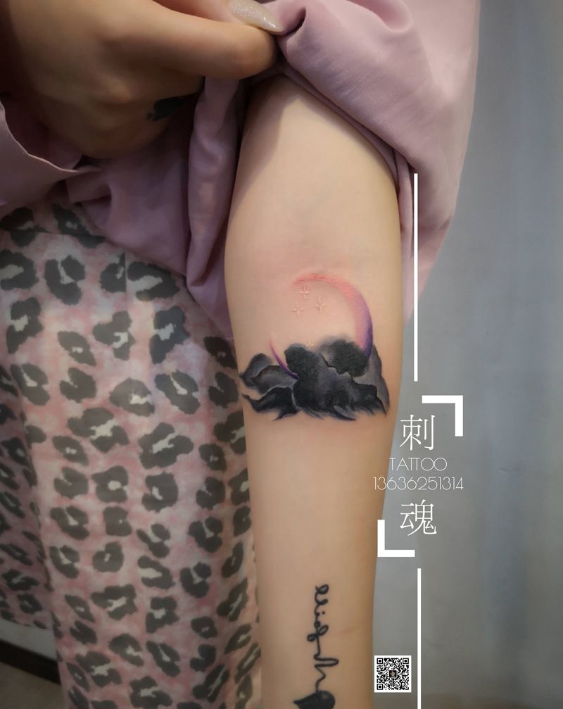 遮盖旧纹身 修改旧纹身纹身图片_手臂水彩图腾纹身图案