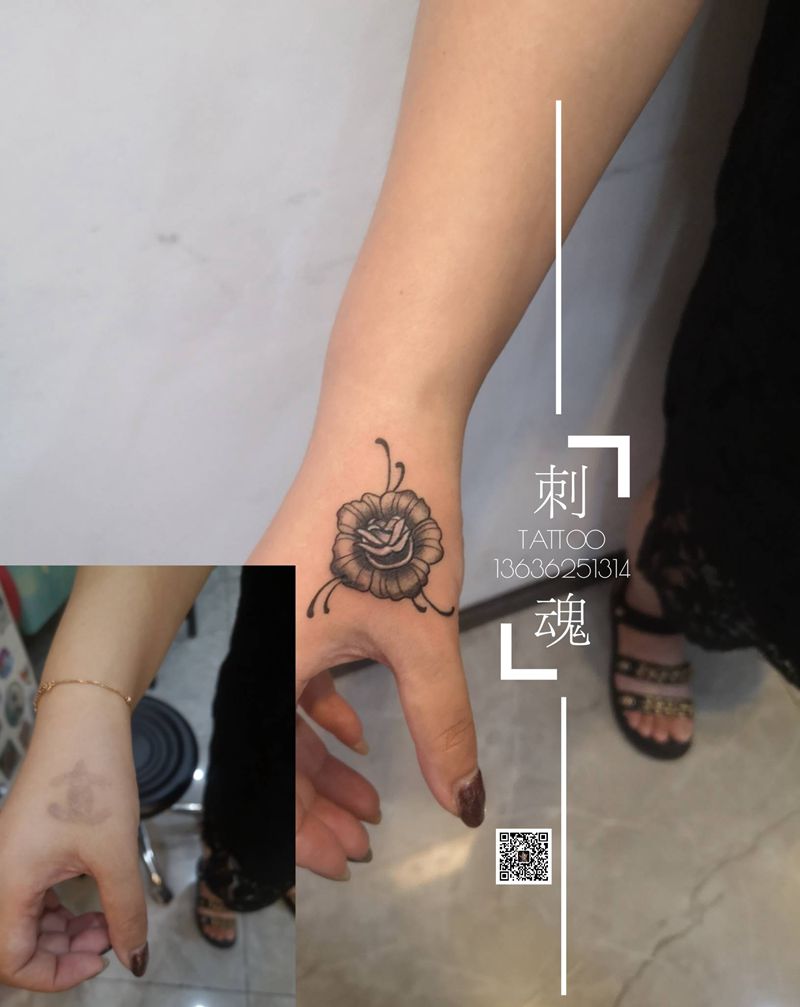 小清新一波纹身图片_手部新传统几何纹身图案