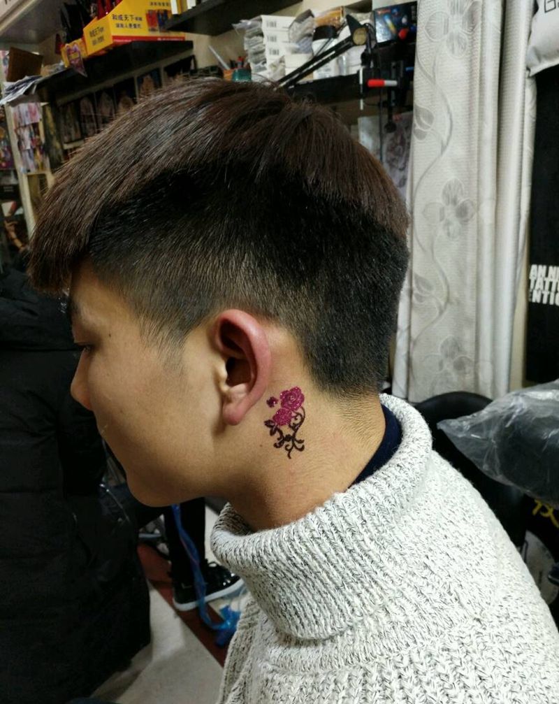 暂时性纹身纹身图片_颈部传统植物原创花絮生活成品纹身图案