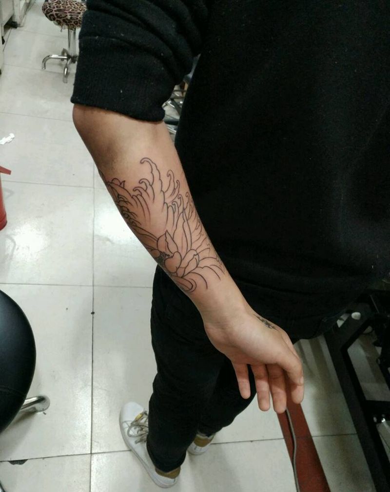 小臂莲花纹身图片_手臂传统植物原创花絮生活成品纹身图案