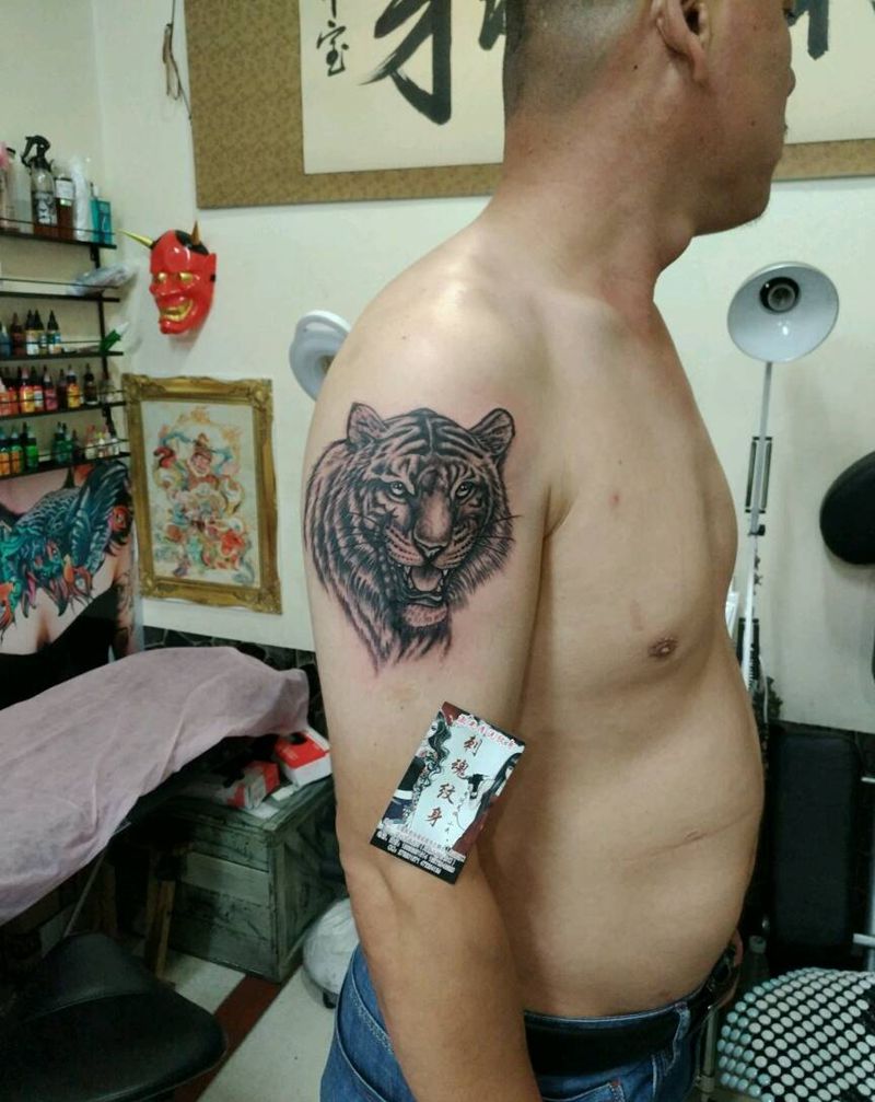 大老虎纹身图片_手臂传统动物原创花絮生活成品手稿纹身图案