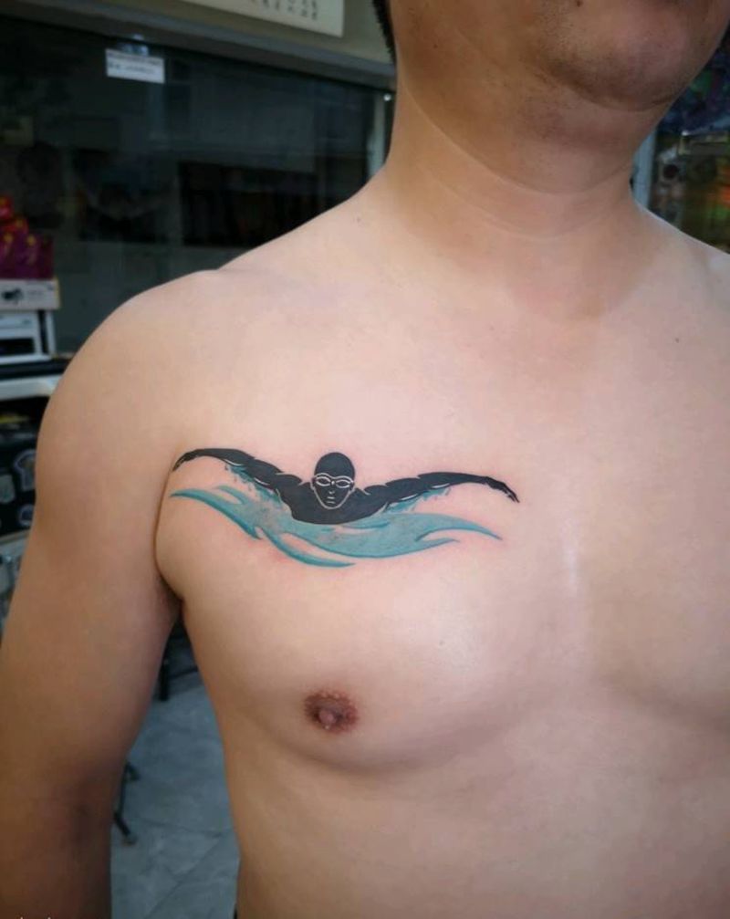 铁人三项纹身纹身图片_胸部图腾纹身图案