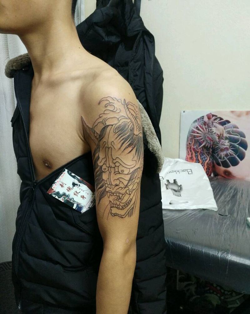 般喏线条纹身图片_手臂传统宗教原创花絮生活成品纹身图案