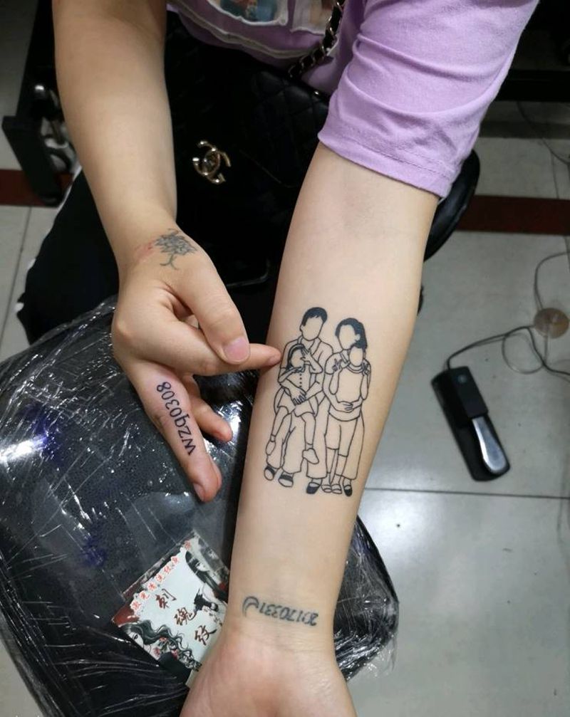 小清新一组纹身图片_手臂传统清新几何人物原创成品手稿插画纹身图案