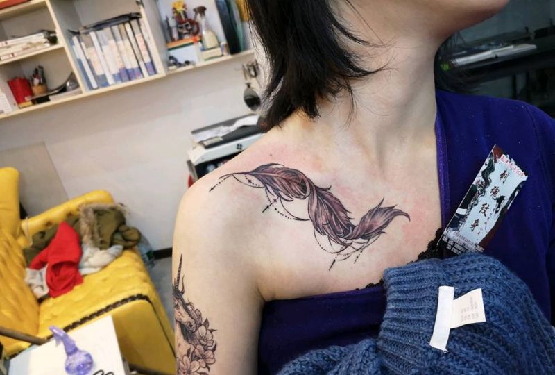 羽毛独角兽纹身图片