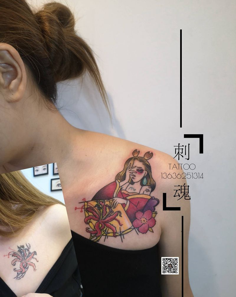 遮盖旧纹身纹身图片_胸部Old School纹身图案