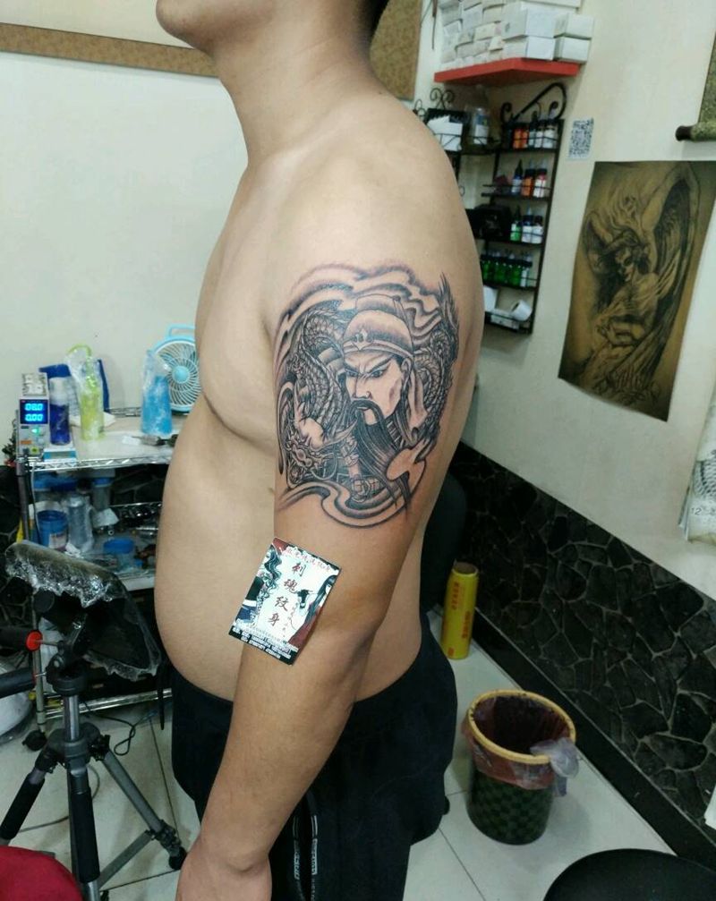关公，龙纹身图片_传统习俗人物宗教花絮生活成品纹身图案