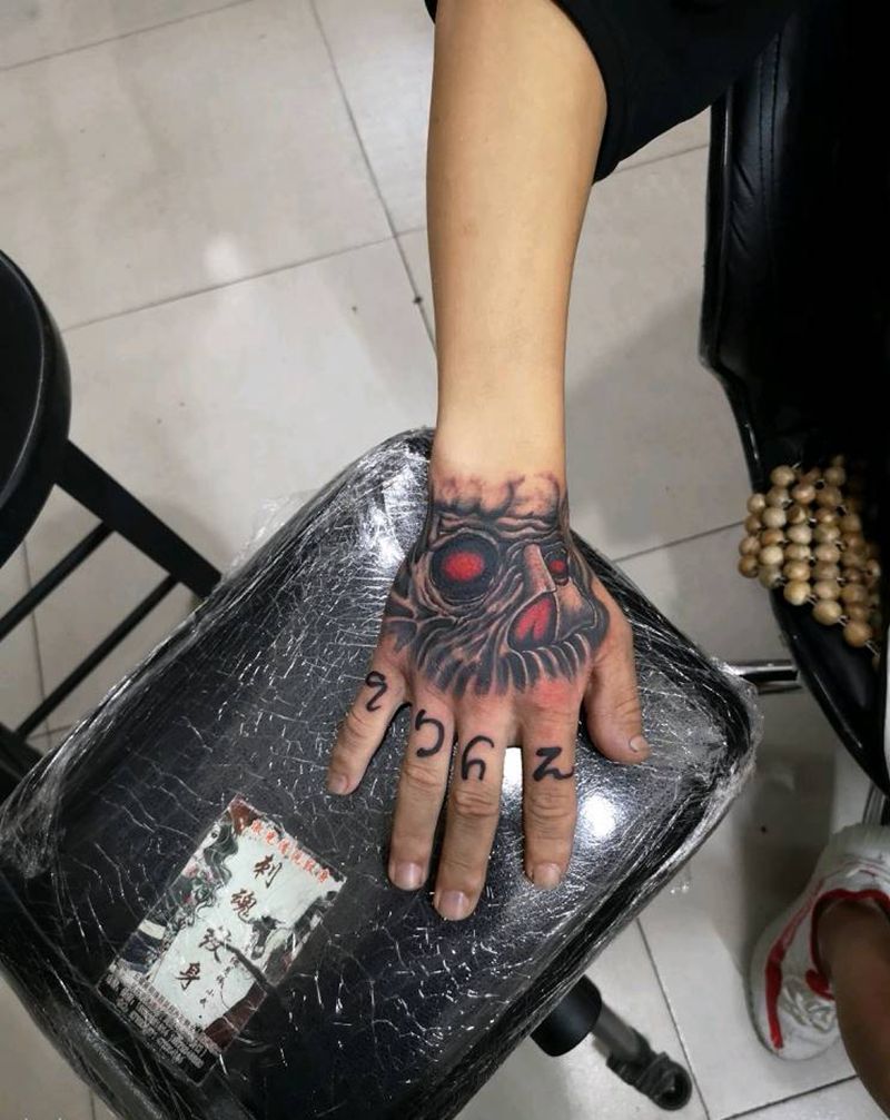 手背骷髅纹身图片