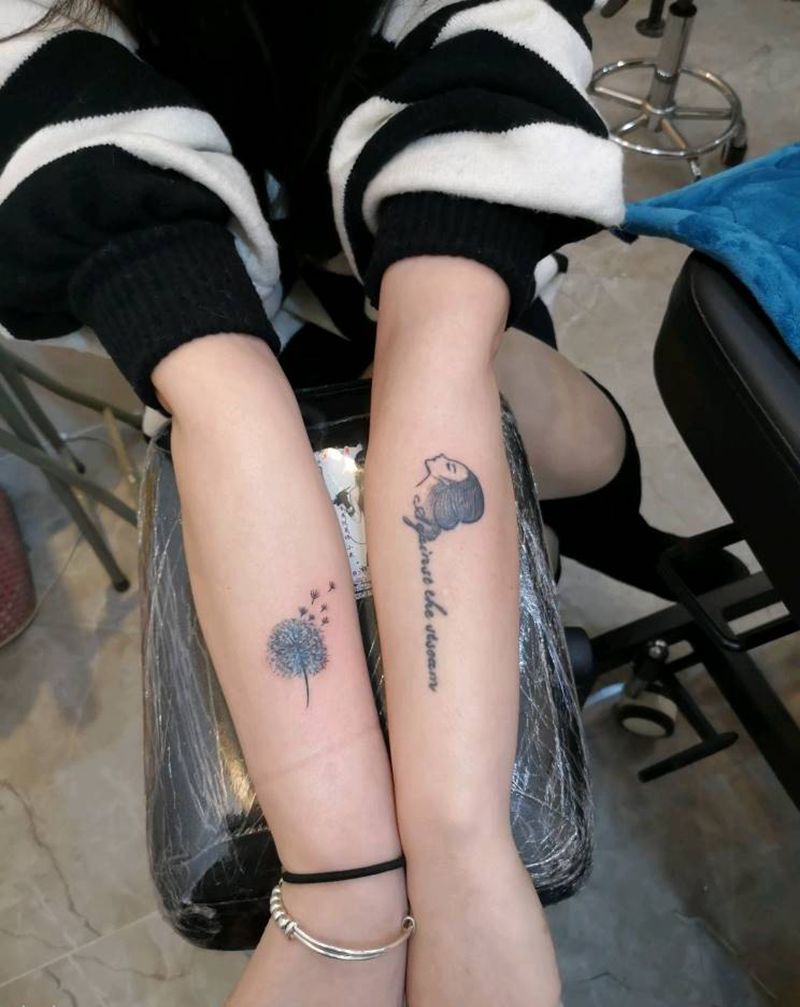 蒲公英，人物纹身图片_手臂几何小清新纹身图案