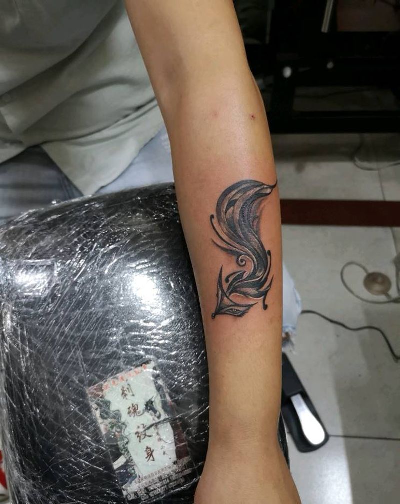 狐狸纹身图片_手臂新传统纹身图案