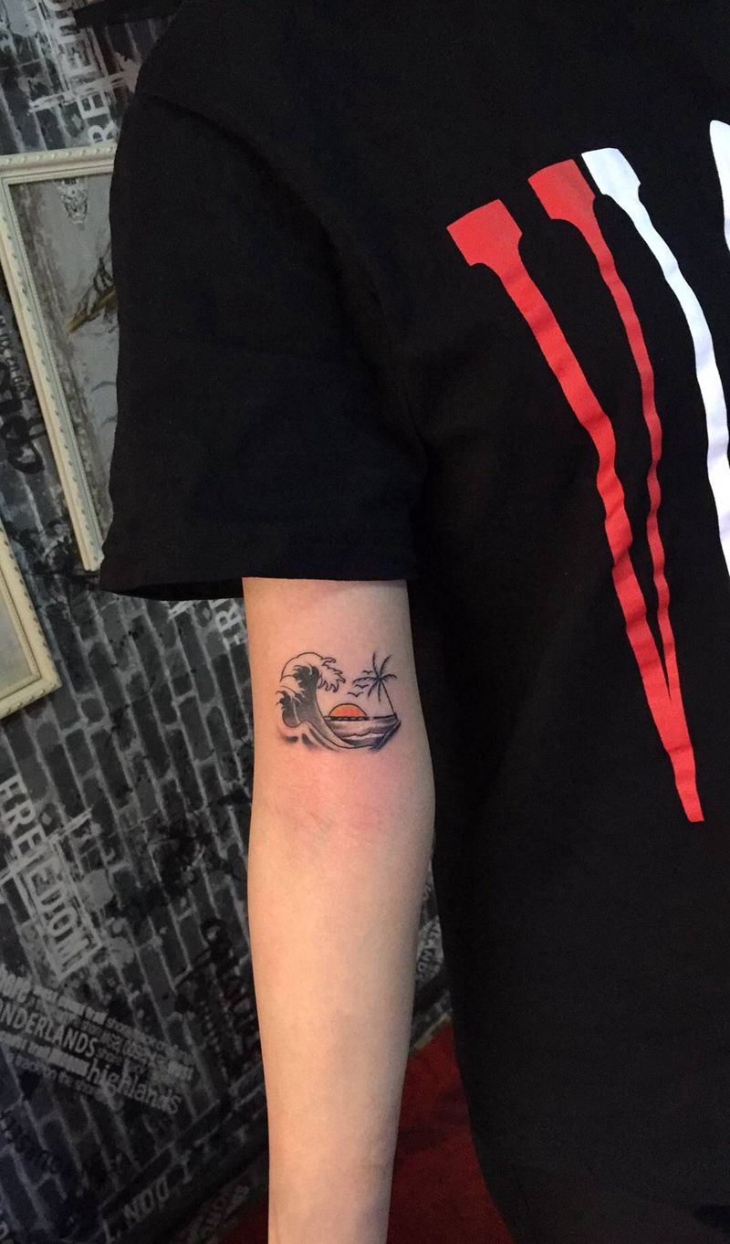 椰子纹身图片_Old School纹身图案