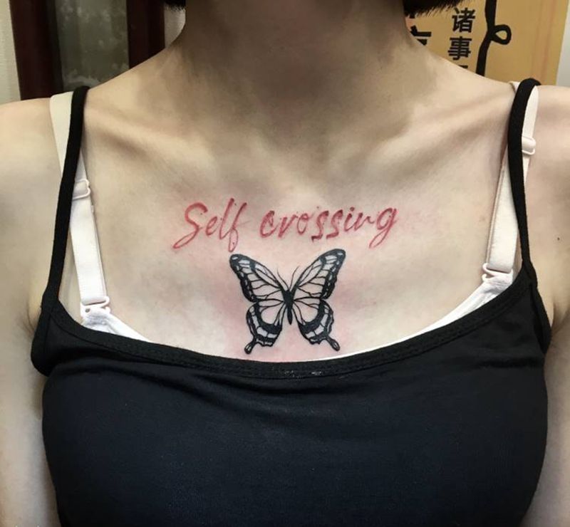 英文纹身图片_胸部纹身图案