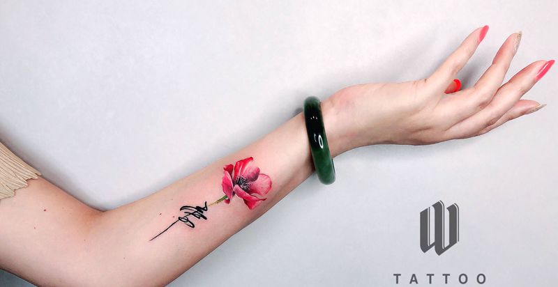 独秀纹身图片_手臂水彩纹身图案