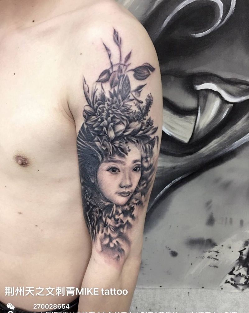 肖像遮盖旧纹身纹身图片