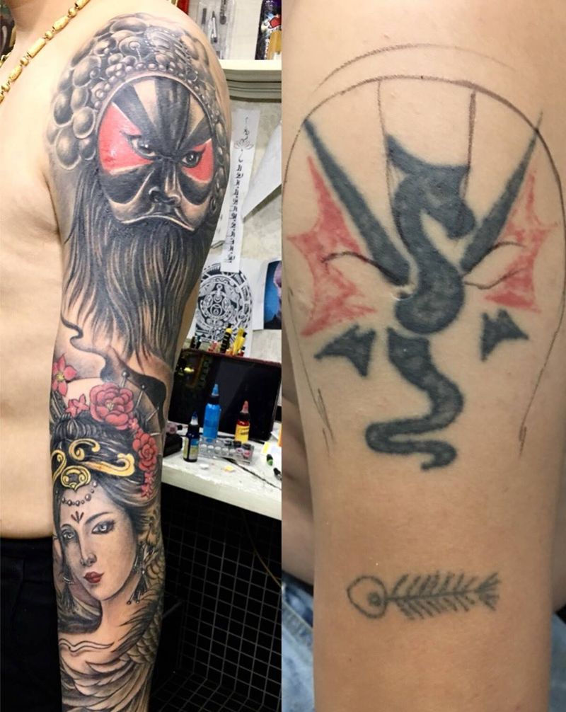 遮盖图腾龙纹身图片