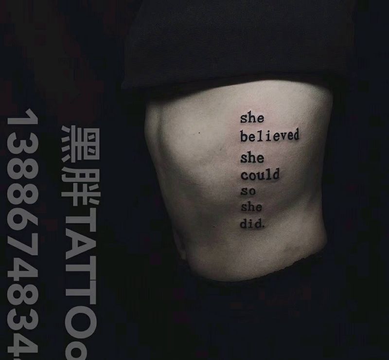 侧腰英文纹身图片