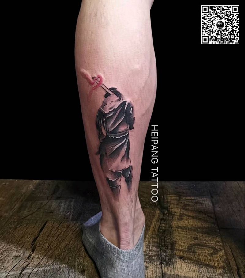 至尊宝纹身图片_腿部纹身图案