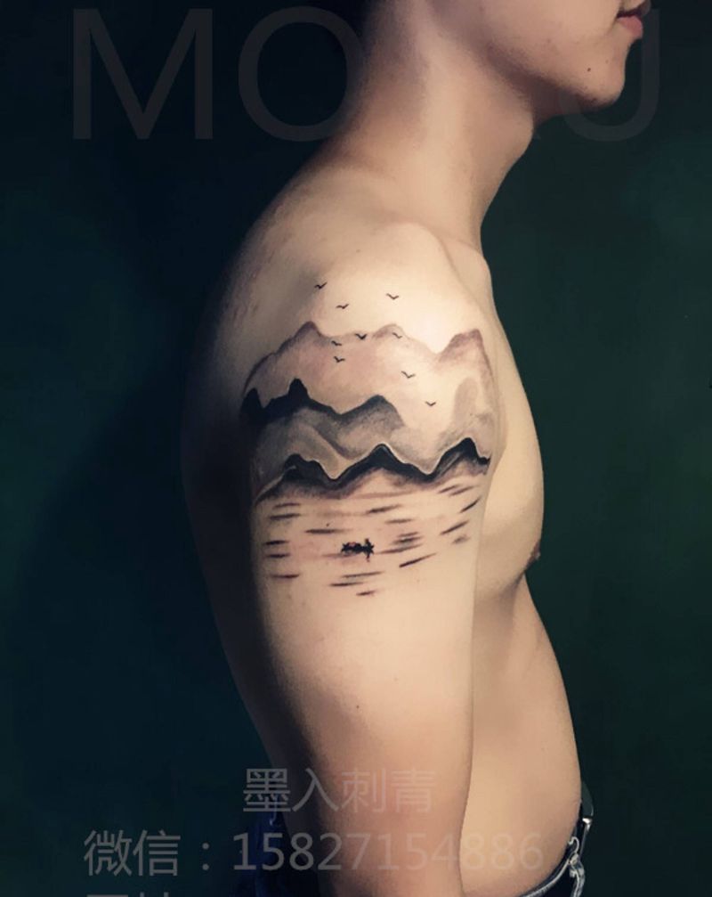 ⛰️水纹身图片
