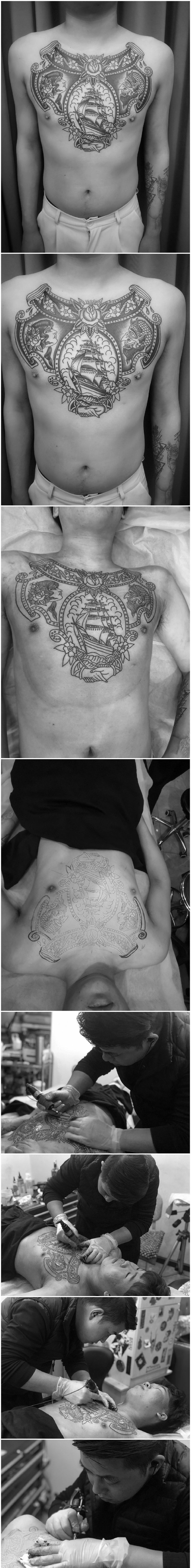 近期作品更新纹身图片_背部老传统纹身图案