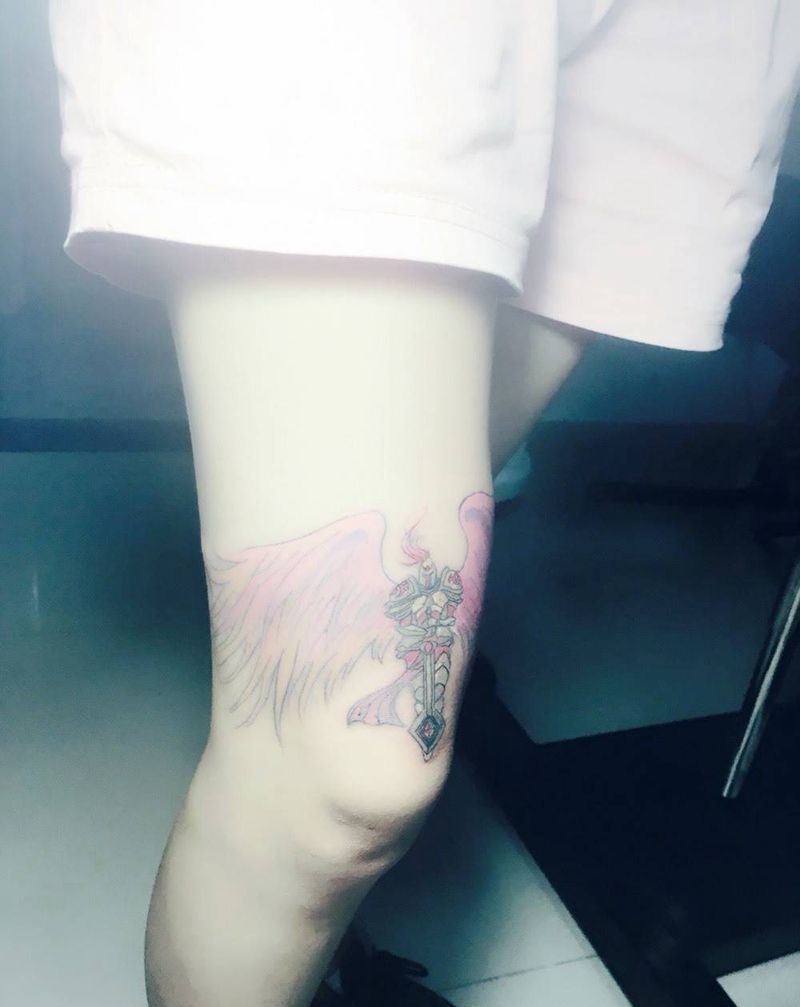 审判天使：凯尔纹身图片_成品腿部欧美原创纹身图案