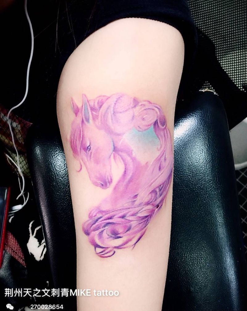 粉红纹身图片_成品手臂欧美写实动物纹身图案