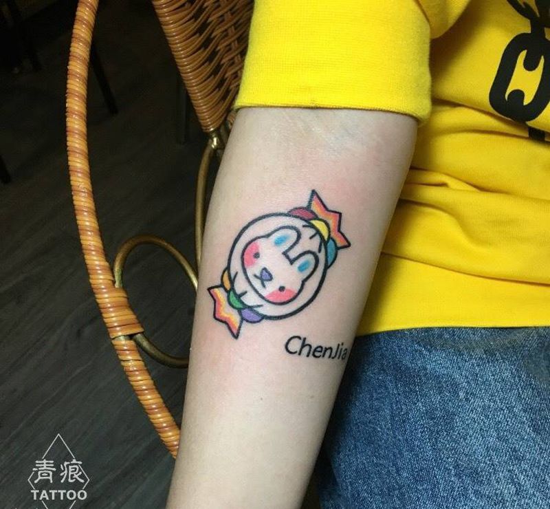 兔子糖纹身图片