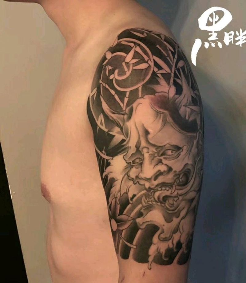 大臂般若修改纹身图片_手臂纹身图案