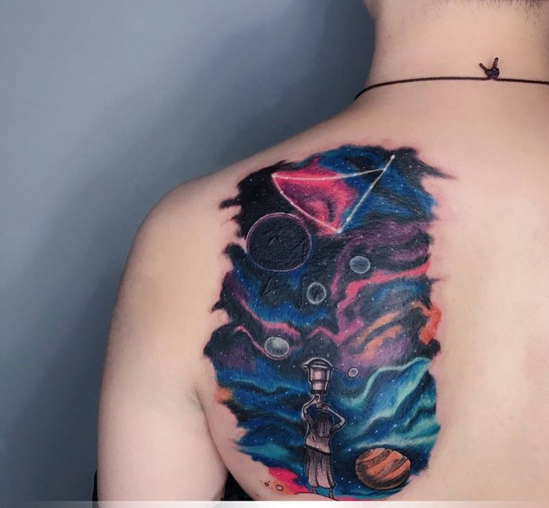 星空遮盖纹身图片