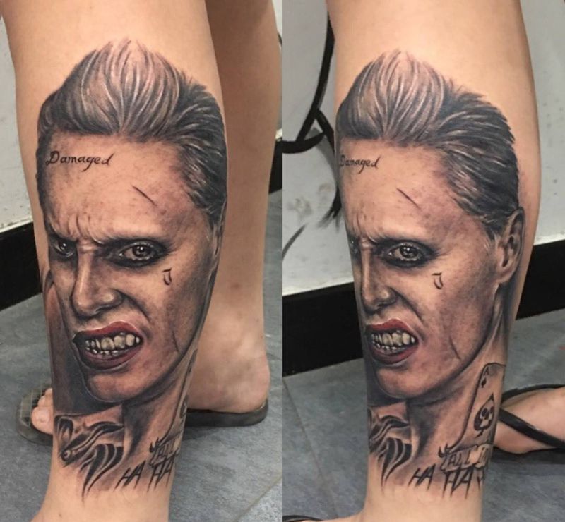 自杀小队小丑纹身图片_成品手臂欧美肖像写实人物荆州天之文天之文刺青女性纹身图案