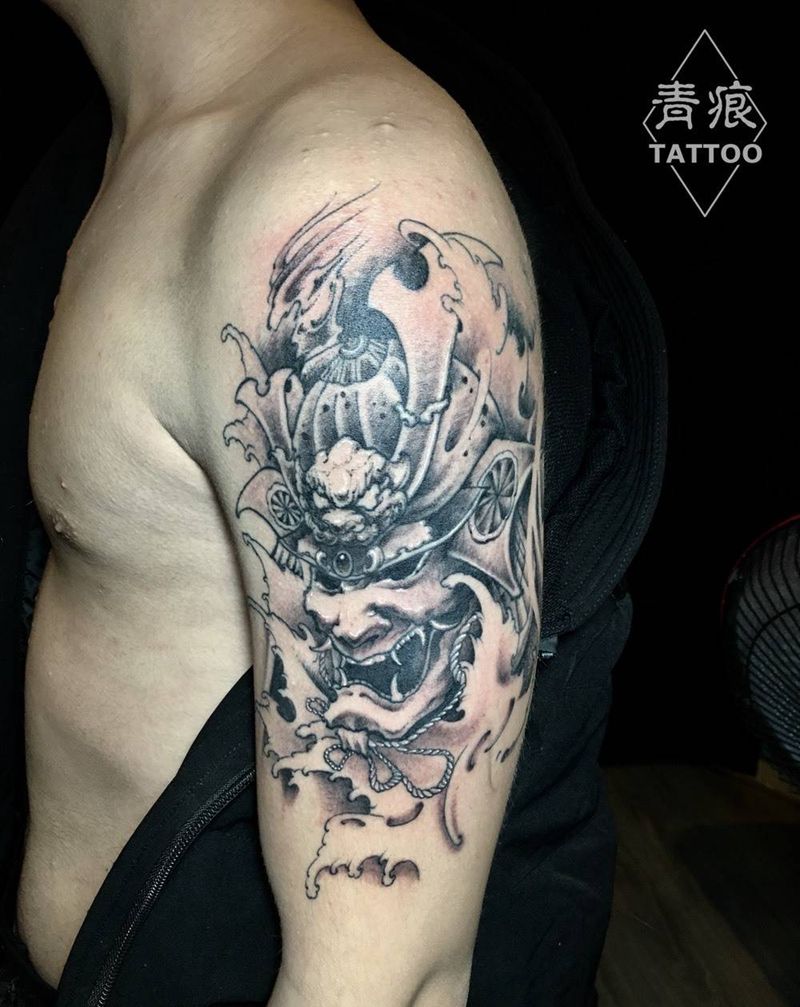 鬼武士纹身图片