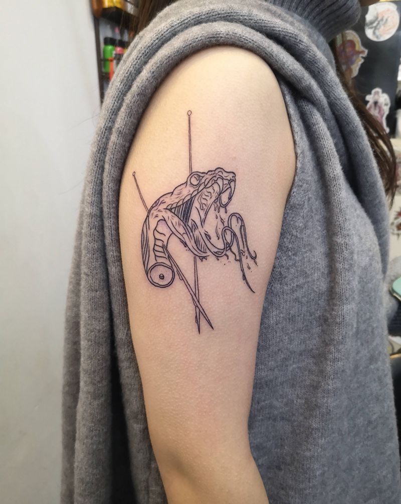 刺魂纹身作品更新纹身图片_手臂几何新传统纹身图案