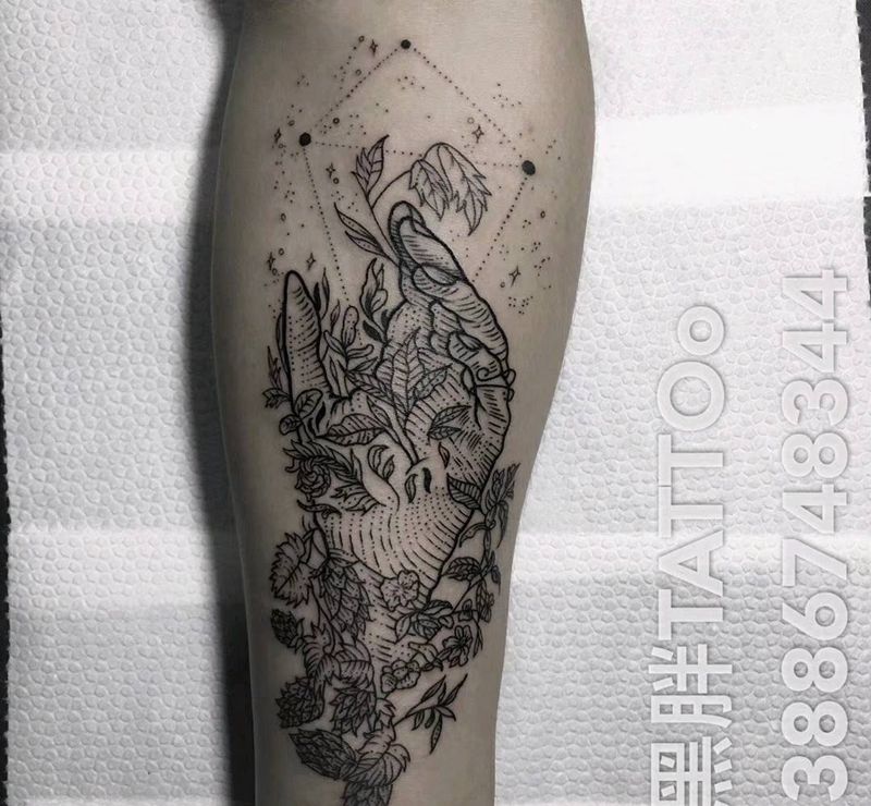 点刺风格手纹身图片