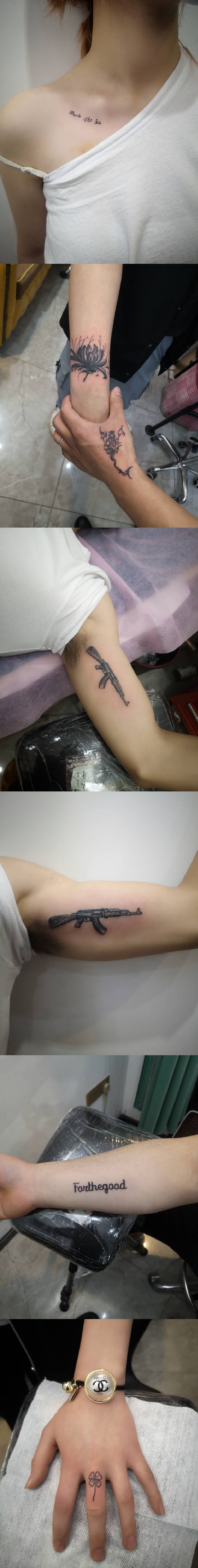 近期小作纹身图片_手臂几何纹身图案