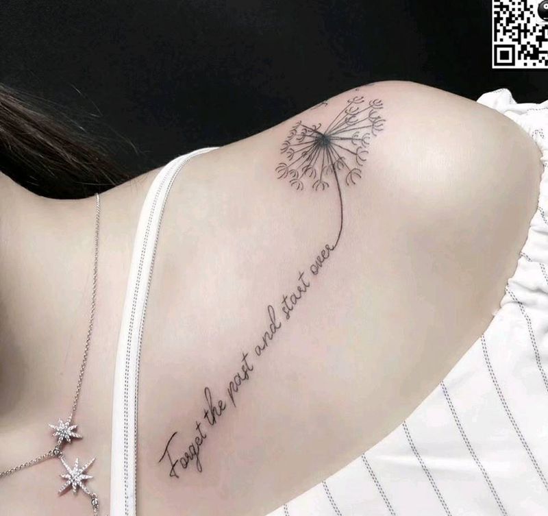 英文蒲公英纹身图片_肩部纹身图案