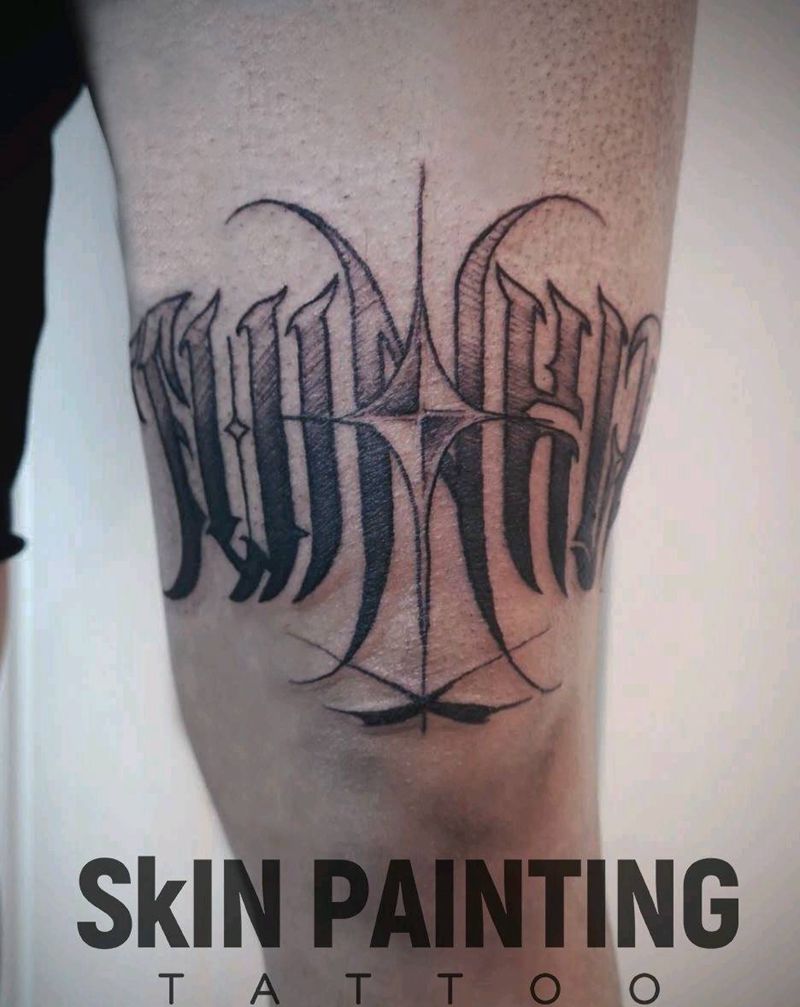 TWINKLE纹身图片_腿部花体字纹身图案