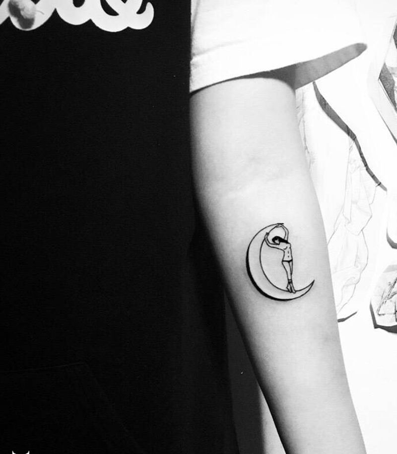 自由元素纹身图片_成品手臂清新人物时尚元素纹身图案