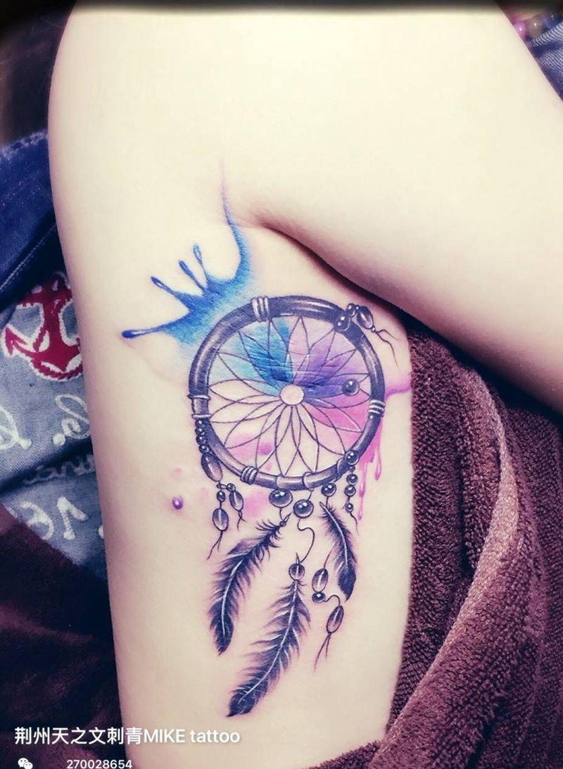 捕梦网纹身图片_成品手稿胸部腰部欧美清新原创纹身图案