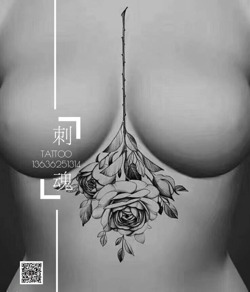 一波手稿分享纹身图片_胸部新传统纹身图案