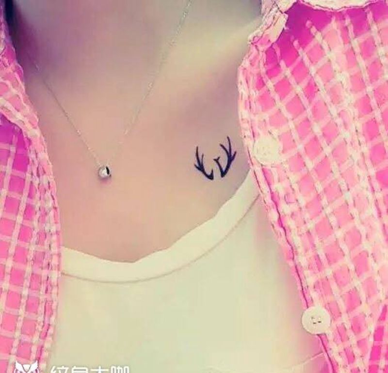 麋鹿角（简体小清新）纹身图片