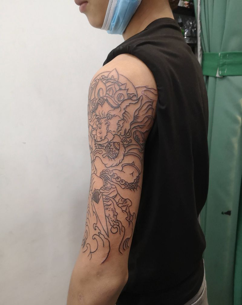 近期作品纹身图片_手臂新传统纹身图案