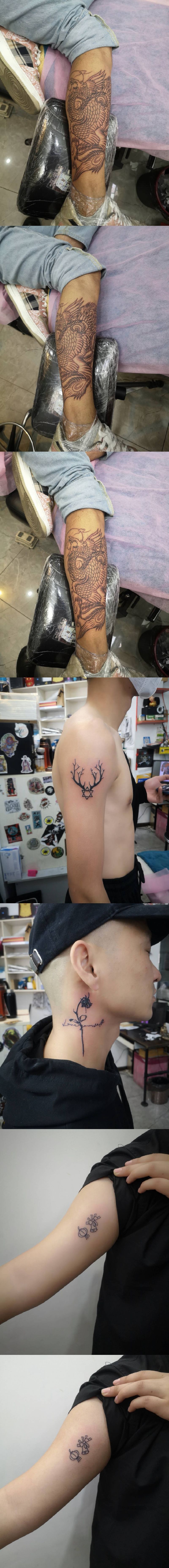 近期作品纹身图片_手臂新传统纹身图案