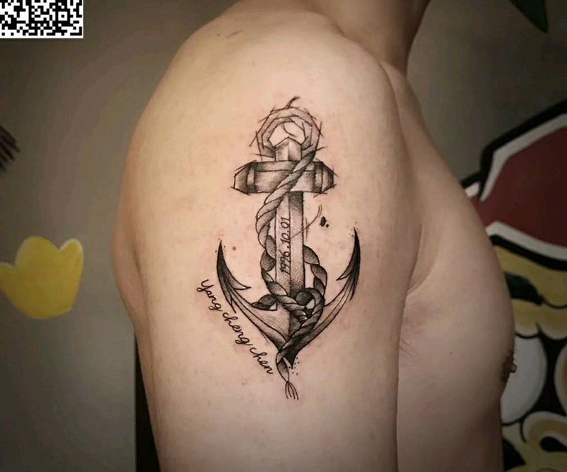 船锚纹身图片_手臂纹身图案