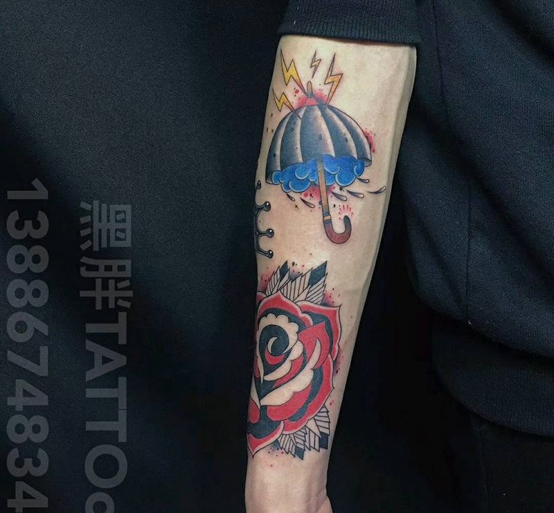 小臂拼接纹身图片