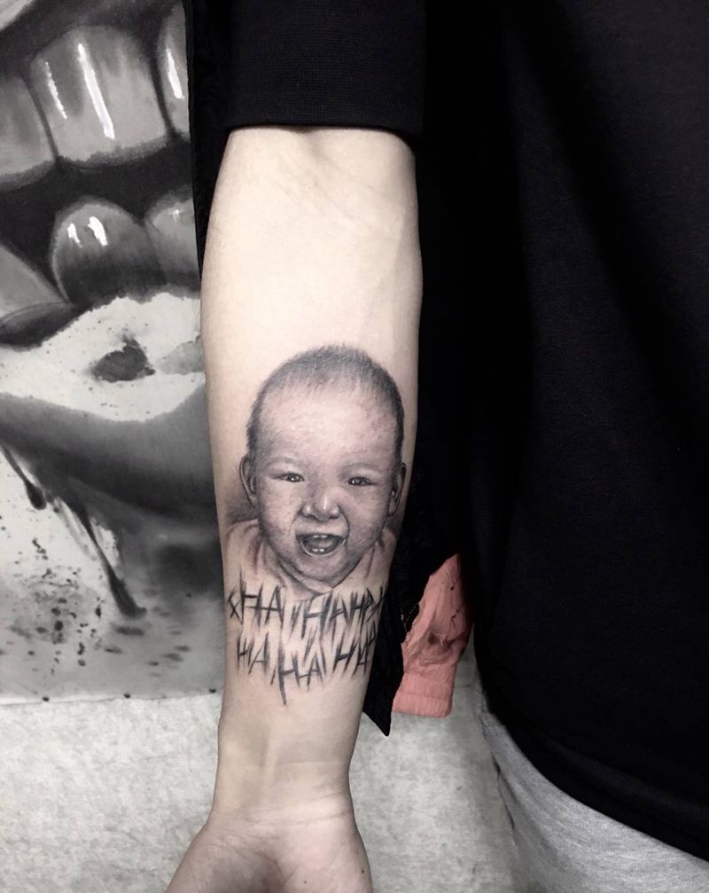 最萌宝宝纹身图片_手臂肖像欧美写实人物天之文刺青荆州天之文原创纹身图案