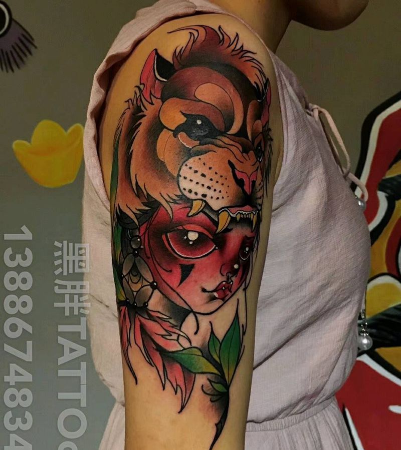 美女与野兽纹身图片