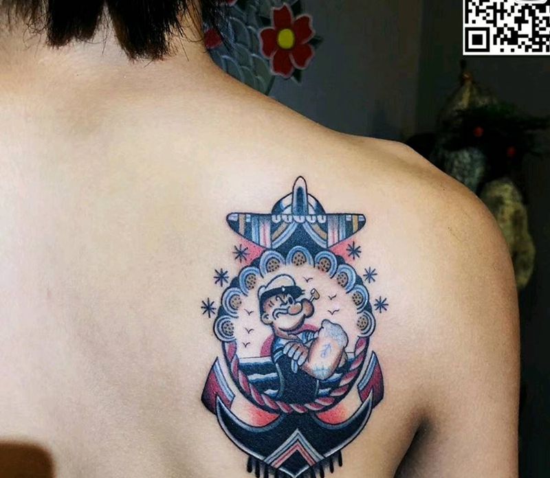 船锚纹身图片_肩部纹身图案